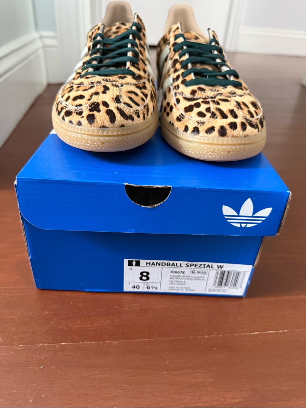 adidas Leopard Print Sneakers with White Stripes and Gum Sole - Picture 6 of 6